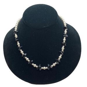 Elegant 18" SGW Designs 925 Sterling Silver, Faux Pearl & Glass Bead Necklace